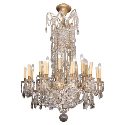 Pre-owned Baccarat Crystal 24 Light Oversized Chandelier In Gold