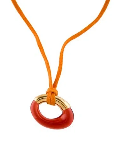 Pre-owned Baccarat Crystal & Cord Galea Pendant Necklace, 16.5" In Multi