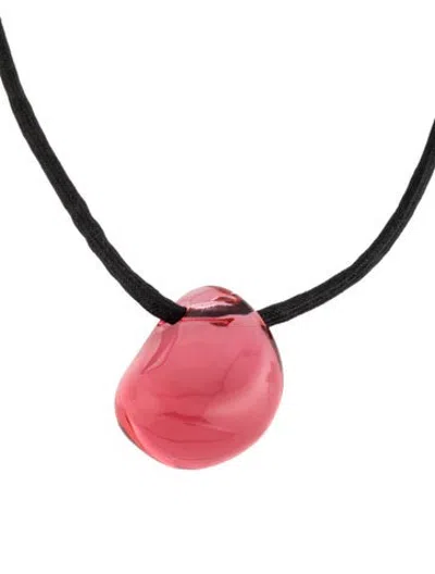 Pre-owned Baccarat Crystal & Cord Pendant Necklace, 16.25" In Multicolor