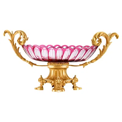 Pre-owned Baccarat Crystal And Doré Bronze Centerpiece In Gold