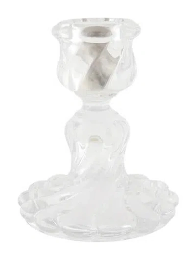 Pre-owned Baccarat Crystal Bambous Candlestick In Clear