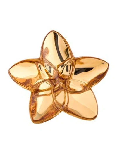 Pre-owned Baccarat Crystal Bloom Figurine In Gold