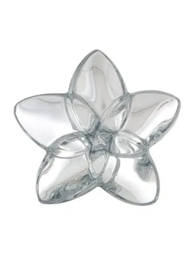 Pre-owned Baccarat Crystal Bloom Flower Figurine In Silver