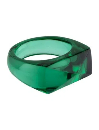 Pre-owned Baccarat Crystal Cocktail Ring In Green