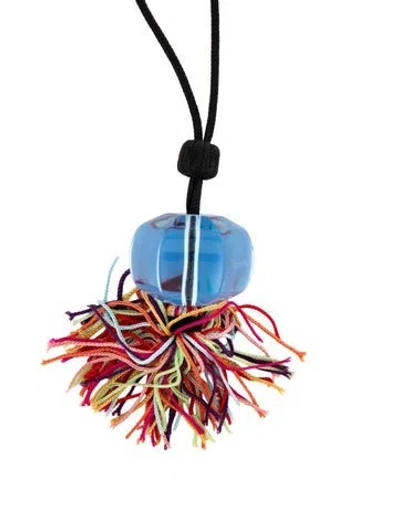 Pre-owned Baccarat Crystal Cord Necklace, 36" In Black/blue/green