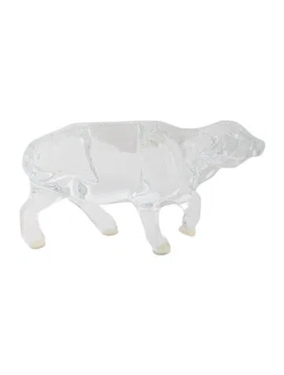 Pre-owned Baccarat Crystal Cow Figurine In Transparent