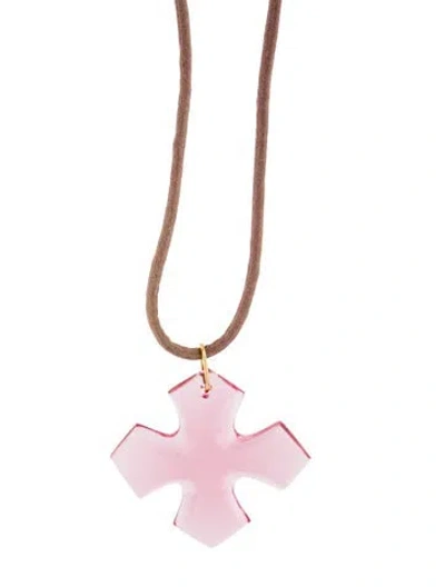 Pre-owned Baccarat Crystal Cross Pendant Necklace, 34" In Multi