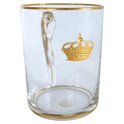 Pre-owned Baccarat Crystal Cup, Royal Crown Engraved And Gilt, Original Paper Sticker In Gray