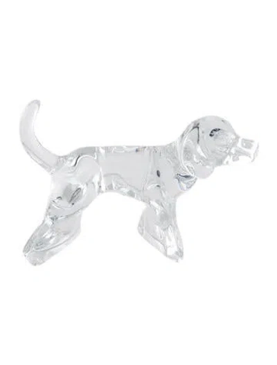 Pre-owned Baccarat Crystal Dog Figurine In Clear