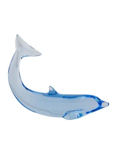 Pre-owned Baccarat Crystal Dolphin Figurine In Blue/clear