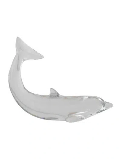 Pre-owned Baccarat Crystal Dolphin Figurine In Clear