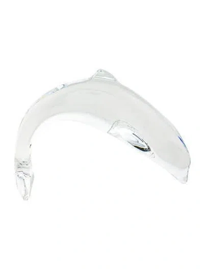 Pre-owned Baccarat Crystal Dolphin Figurine In Clear