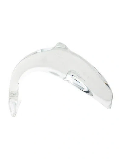 Pre-owned Baccarat Crystal Dolphin Figurine In Clear