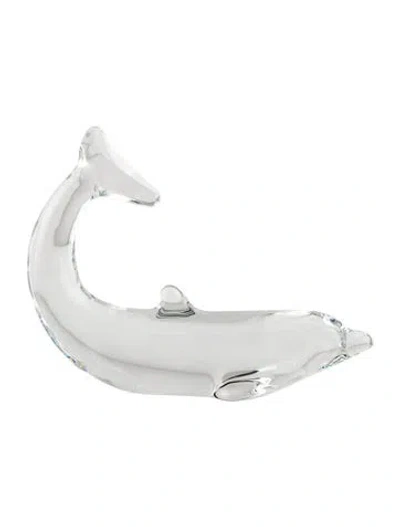 Pre-owned Baccarat Crystal Dolphin Figurine In Transparent