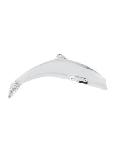 Pre-owned Baccarat Crystal Dolphin Jumping Figurine In Transparent