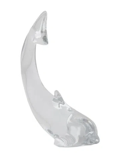 Pre-owned Baccarat Crystal Dolphin Swimming Figurine In Transparent