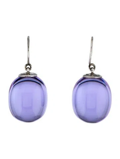 Pre-owned Baccarat Crystal Drop Earrings In Blue