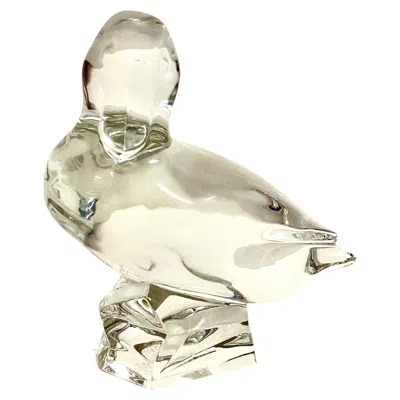 Pre-owned Baccarat Crystal Duck Figurine Decoration Or Paperweight In Sand