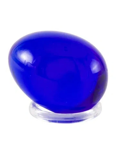 Pre-owned Baccarat Crystal Egg Figurine In Blue
