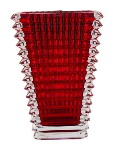 Pre-owned Baccarat Crystal Eye Vase Rectangular In Red