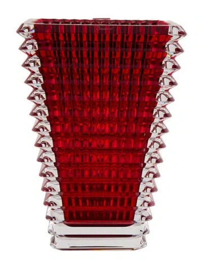 Pre-owned Baccarat Crystal Eye Vase In Red