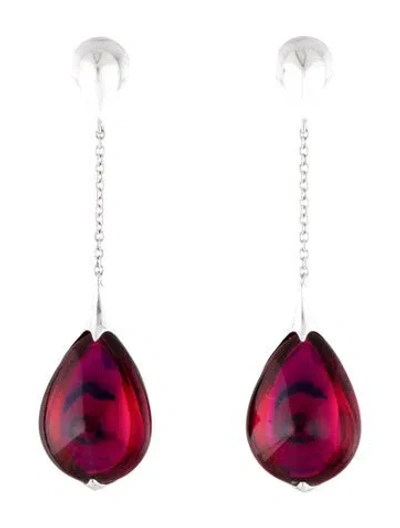 Pre-owned Baccarat Crystal 'fleur De Psydelic' Drop Earrings In Red