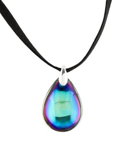 Pre-owned Baccarat Crystal Fleurs De Psydélic Pendant Choker, 18" In Multi