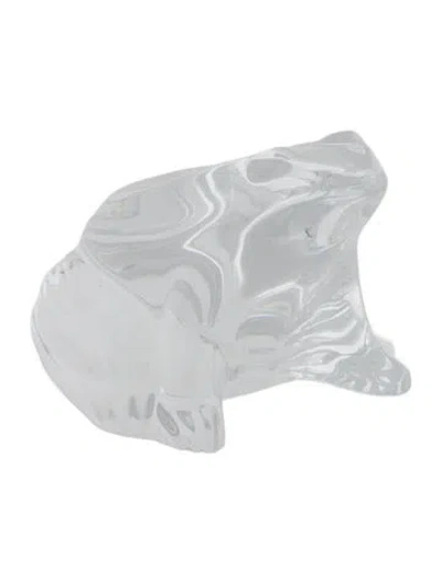 Pre-owned Baccarat Crystal Frog Figurine In Transparent