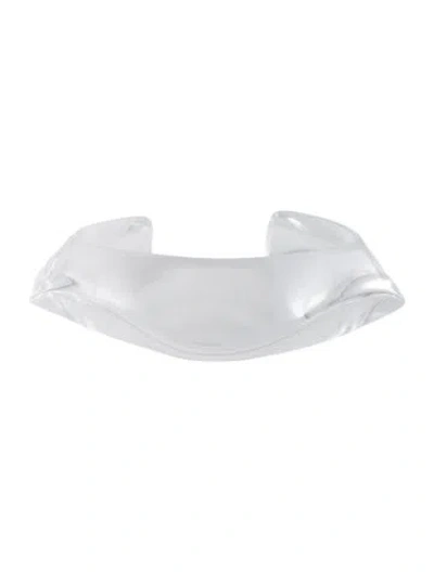 Pre-owned Baccarat Crystal Galet Cuff Bracelet, 6.5" In Clear