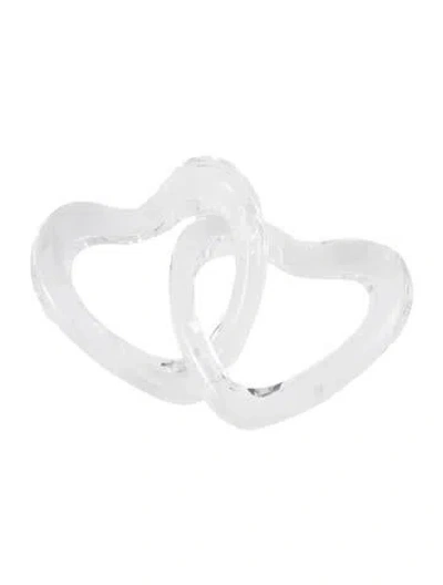 Pre-owned Baccarat Crystal Heart Links In Clear