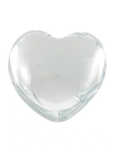 Pre-owned Baccarat Crystal Heart Paperweight In Transparent