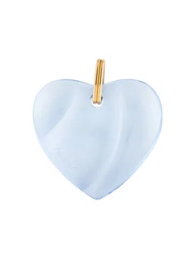Pre-owned Baccarat Crystal Heart Pendant, 1.75" In Blue
