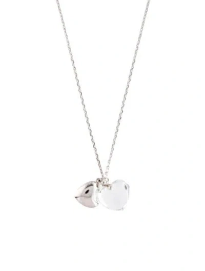 Pre-owned Baccarat Crystal Heart Pendant Necklace, 17.5" In Multi