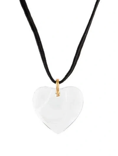 Pre-owned Baccarat Crystal Heart Pendant Necklace, 26" In Multi