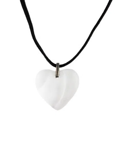 Pre-owned Baccarat Crystal Heart Pendant Necklace, 26" In Multicolor