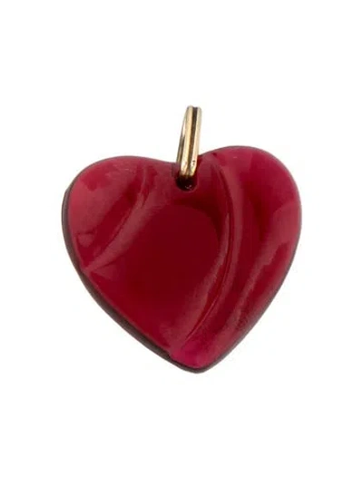 Pre-owned Baccarat Crystal Heart Pendant In Pink