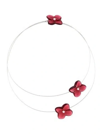 Pre-owned Baccarat Crystal Hortensia Flower Collar Necklace, 17" In Multi