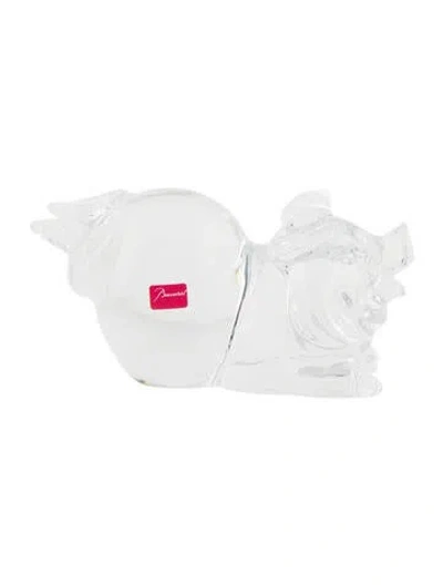 Pre-owned Baccarat Crystal Jolly Pig Figurine In Transparent
