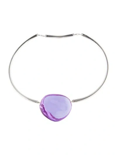 Pre-owned Baccarat Crystal 'la Couleur Parme Parma Violet' Collar Necklace, 21.75" In Purple