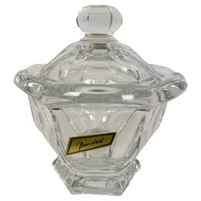 Pre-owned Baccarat Crystal Lidded Candy Dish Or Mustard Bowl, Signed French Crystal In Yellow
