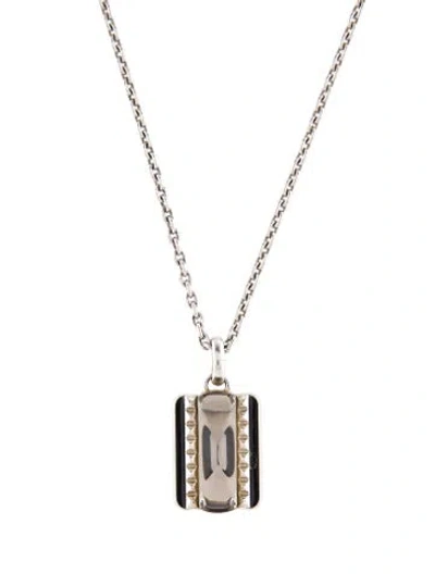 Pre-owned Baccarat Crystal Louxor Mist Mirror Pendant Necklace, 19.25" In Black
