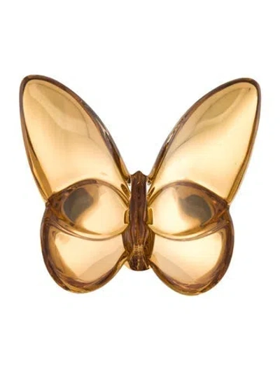 Pre-owned Baccarat Crystal Lucky Butterfly Figurine In Gold