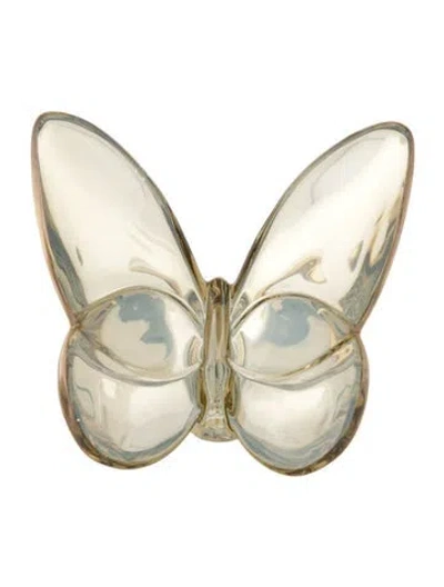 Pre-owned Baccarat Crystal Lucky Butterfly Figurine In Gold/metallic