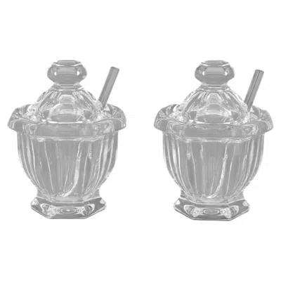 Pre-owned Baccarat Crystal Mustard Jars, Pair, French, 20th Century Design In Yellow