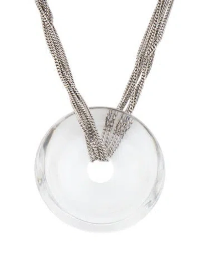 Pre-owned Baccarat Crystal Open Circle Pendant Necklace, 28" In Clear
