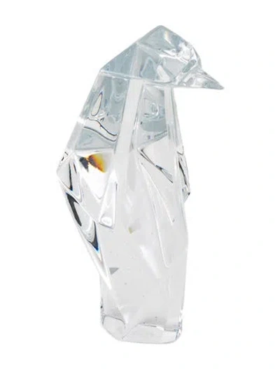 Pre-owned Baccarat Crystal Origami Penguin In Clear