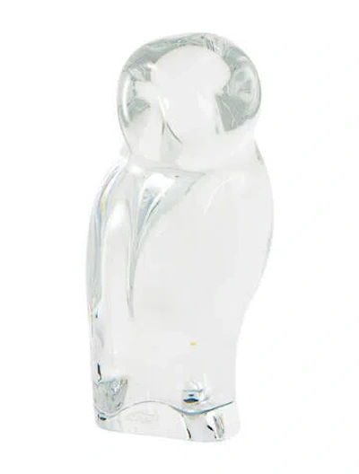 Pre-owned Baccarat Crystal Owl Figurine In Transparent