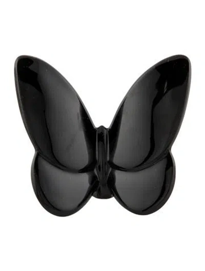 Pre-owned Baccarat Crystal Papillon Lucky Butterfly In Black