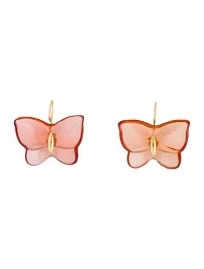 Pre-owned Baccarat Crystal Papillon Lucky Butterfly Earrings In Multi