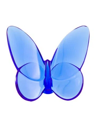 Pre-owned Baccarat Crystal Papillon Lucky Butterfly Figurine In Blue